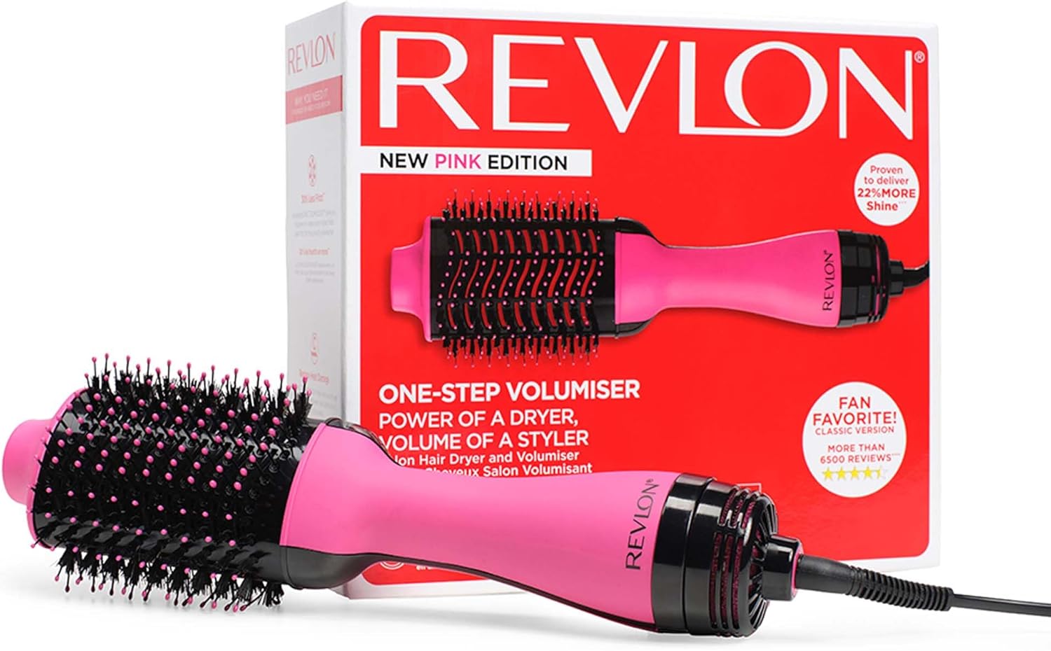 Revlon One-Step hair dryer and Volumiser - New Pink Edition (One-Step, 2-in-1 styling tool, IONIC and CERAMIC technology, unique oval design, for mid to long hair) RVDR5222PUK