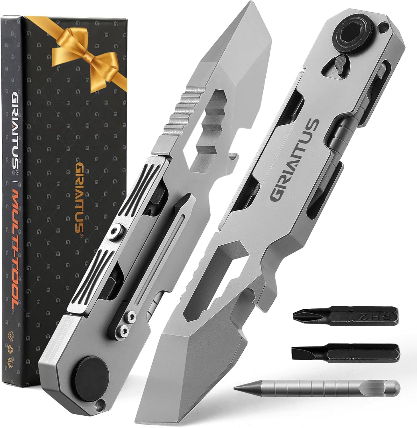 Gifts for Men Camping Essentials 10IN1 Multi Tool EDC Pry Bar Camping Accessories with Bi-Directional Ratchet Screwdriver Everlasting Pen Wrenches Crowbar Bottle Openers Christmas Gifts