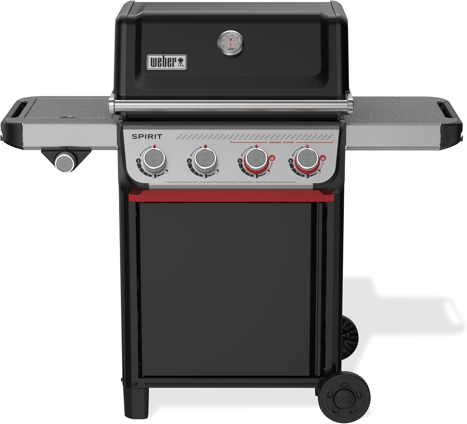 Weber® Spirit® E-435 Gas Grill for Outdoor Cooking, Liquid Propane, Black | 4 Burners, Sear Zone w/Boost Burners, Side Burner, Porcelain-Enameled Cast-Iron Grates, Weber Works™ Rails, BBQ Grill