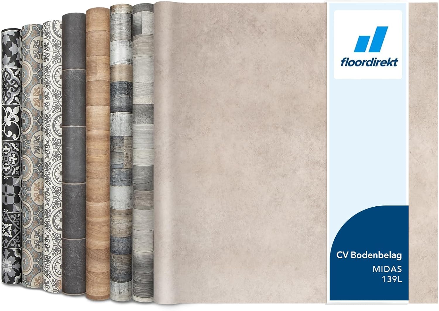 Floordirekt Atlantic Midas 139L PVC Flooring, Vinyl Flooring, CV, Linoleum Floor Covering for Kitchen and Balcony in Wood/Tile/Stone Look, Robust and Easy to Clean, 100 x 200 cm