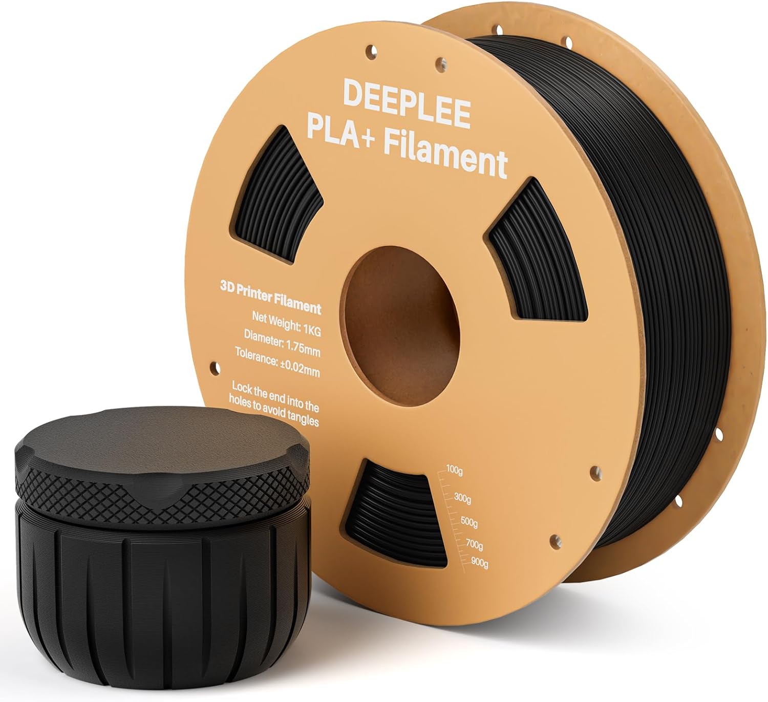 DEEPLEE PLA Plus 1.75mm Filament Black 1kg, PLA+ 3D Printer Filament with Dimensional Accuracy +/- 0.02mm, Fits for Most FDM 3D Printers