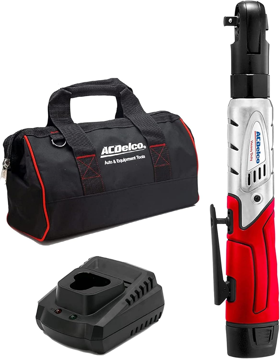 ACDelco ARW1208P Lithium-Ion 12V (10.8V) 3/8” Electric Heavy Duty Cordless Ratchet Wrench Set Power Tool Kit | Tool Set Includes Battery Pack, Charger & Protective Carry Case