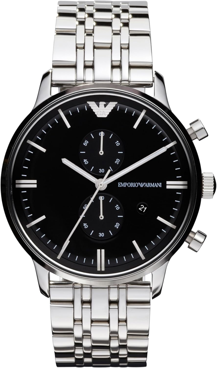 Emporio Armani Men's Three-Hand Leather Watch