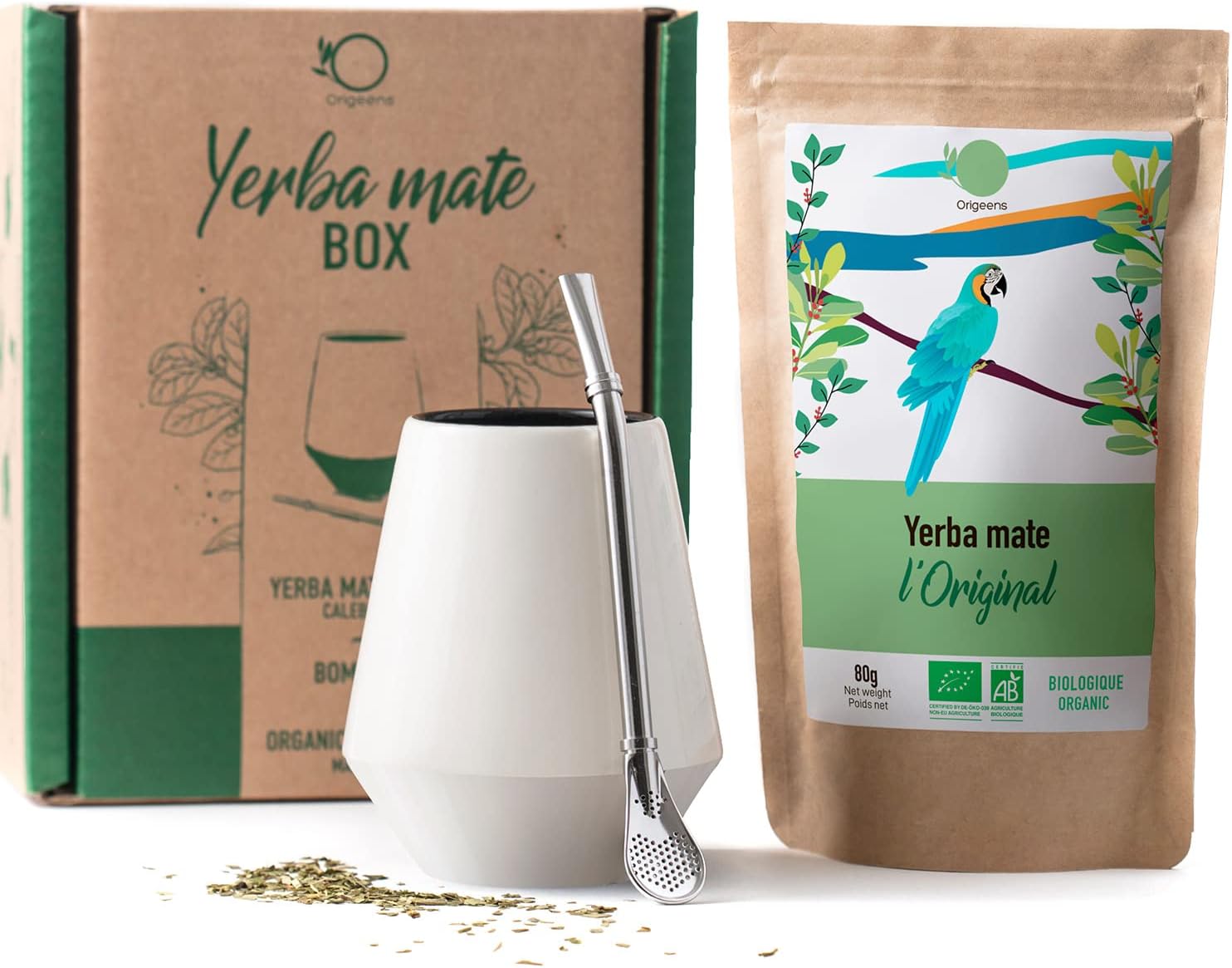 ORIGEENS YERBA MATE SET - Handcrafted Yerba Mate Cup (Europe), Mate Bombilla and Organic Yerba Mate Tea - Mate Cup Gift Set