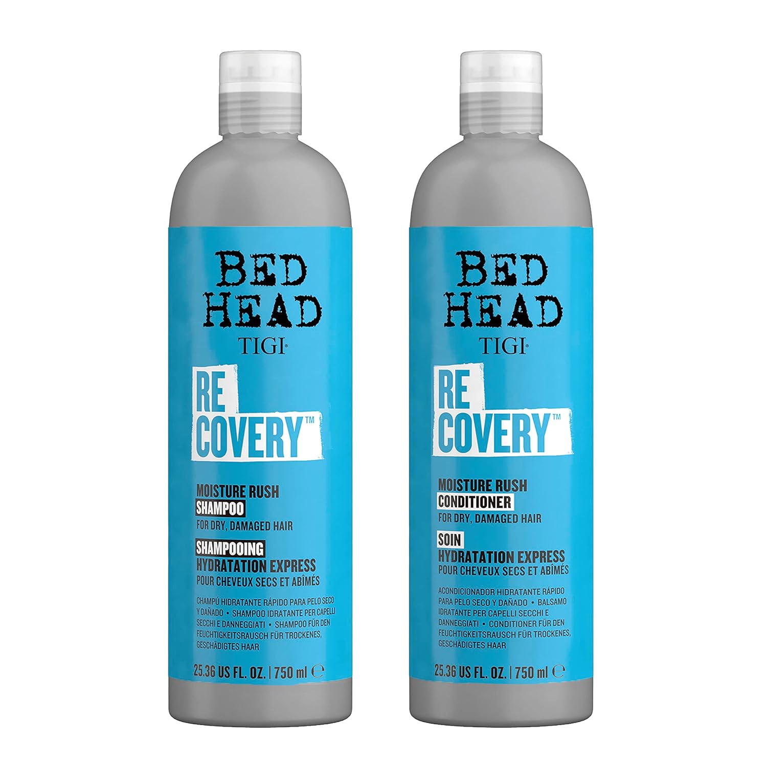 Bed Head by TIGI Moisturizing Shampoo and Conditioner Set for Dry Hair, Recovery Hair Care with Prickly Pear Cactus Extract, Citrus Scented, 25.36 fl oz, 2 Pack