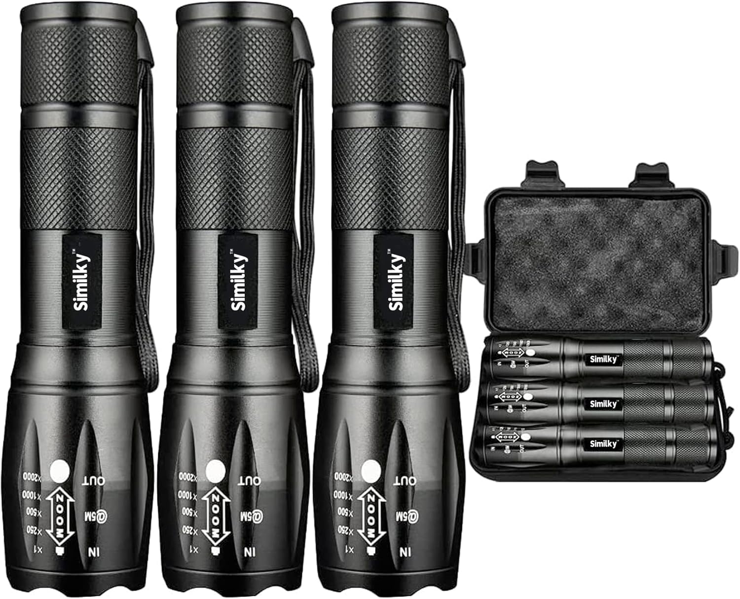 SIMILKY 3Pack Torches Led Super Bright, Hand Led Torch 1200 Lumen, Powerful Torches Battery Powered Water Resistant 5 Modes Tactical Torch for Camping (3 Pack)