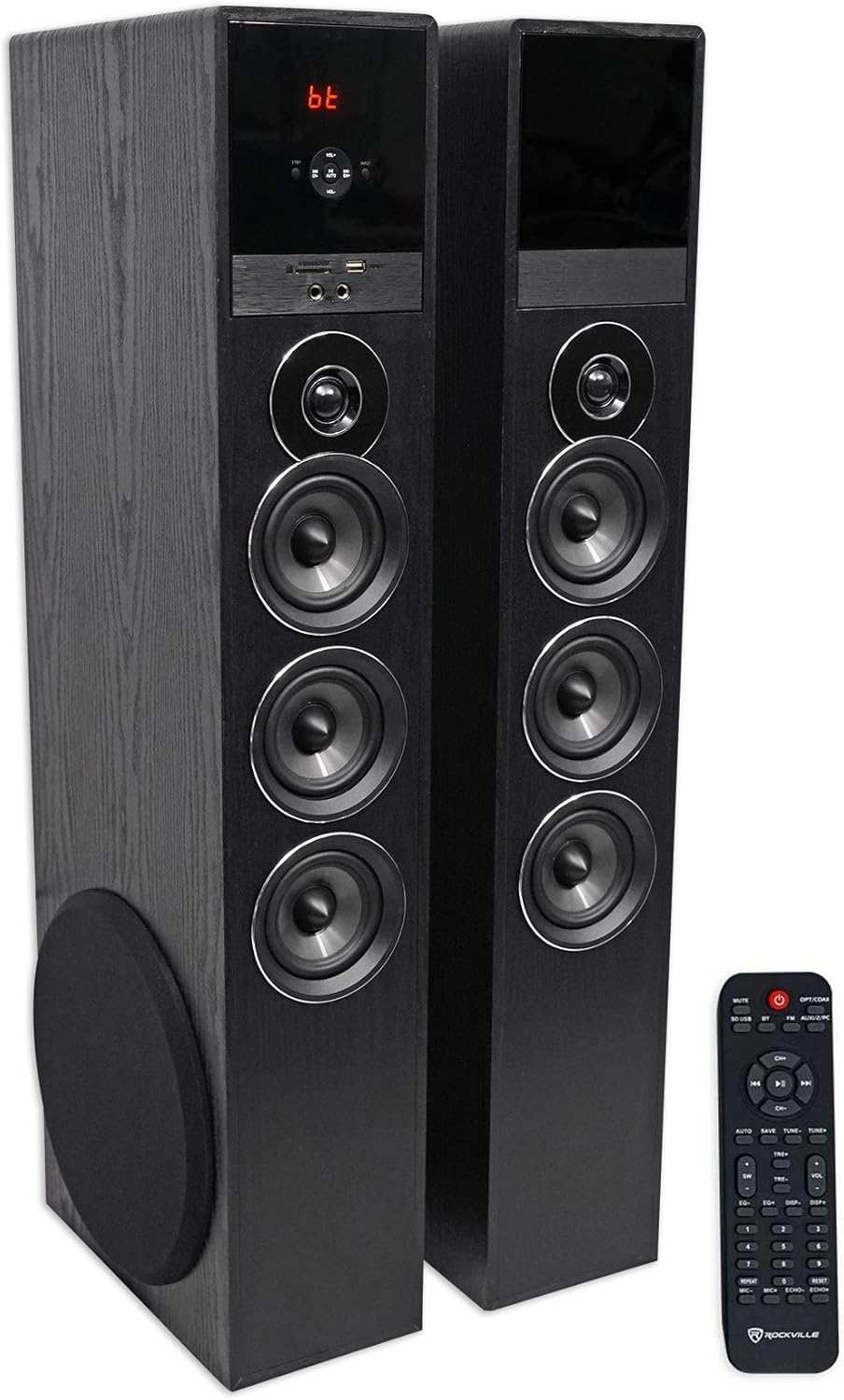 Rockville TM150B Black Home Theater System Tower Speakers 10" Sub/Bluetooth/USB