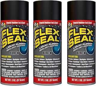 Flex Seal Mini, 3-Pack, Black, Stop Leaks Instantly, Waterproof Rubber Spray On Sealant Coating, Travel Size, Perfect for Gutters, Wood, RV, Campers, Roof Repair, Skylights, Windows, and More