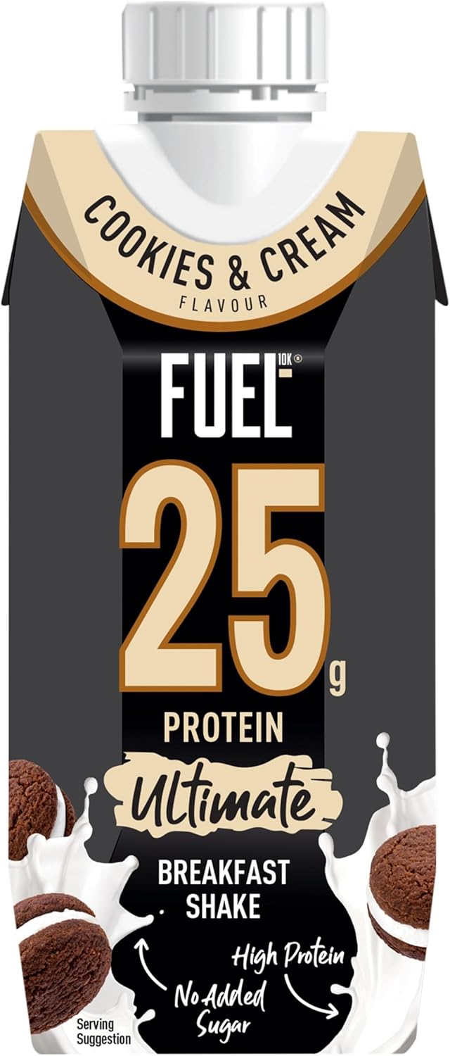 FUEL10K Cookies & Cream 25g High Protein Breakfast Shake Drink, 330 ml (Pack of 8)