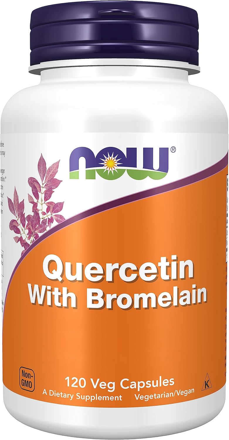 Now Foods, Quercetin with Bromelain, 120 Vegan Capsules, Lab-Tested, Bioflavonoid, Gluten Free, Soy Free, Vegetarian