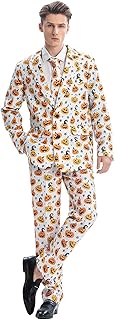 ACH Halloween Suit for Men Party Costume Adult in Different Prints 3PCS Ugly Funny Men’s Jacket Outfit Cosplay with Tie Pants