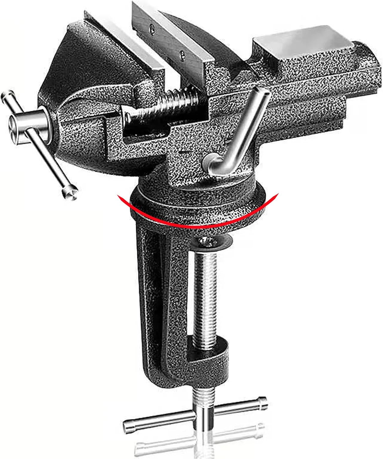 Table Vise 3 Inch, 360° Swivel Base Universal Home Vise Portable Bench Clamp,Bench Vise For Workbench,Vise Clamp for Woodworking, Handcraft Creations, Metalworking, Cutting Conduit, Drilling, Sawing