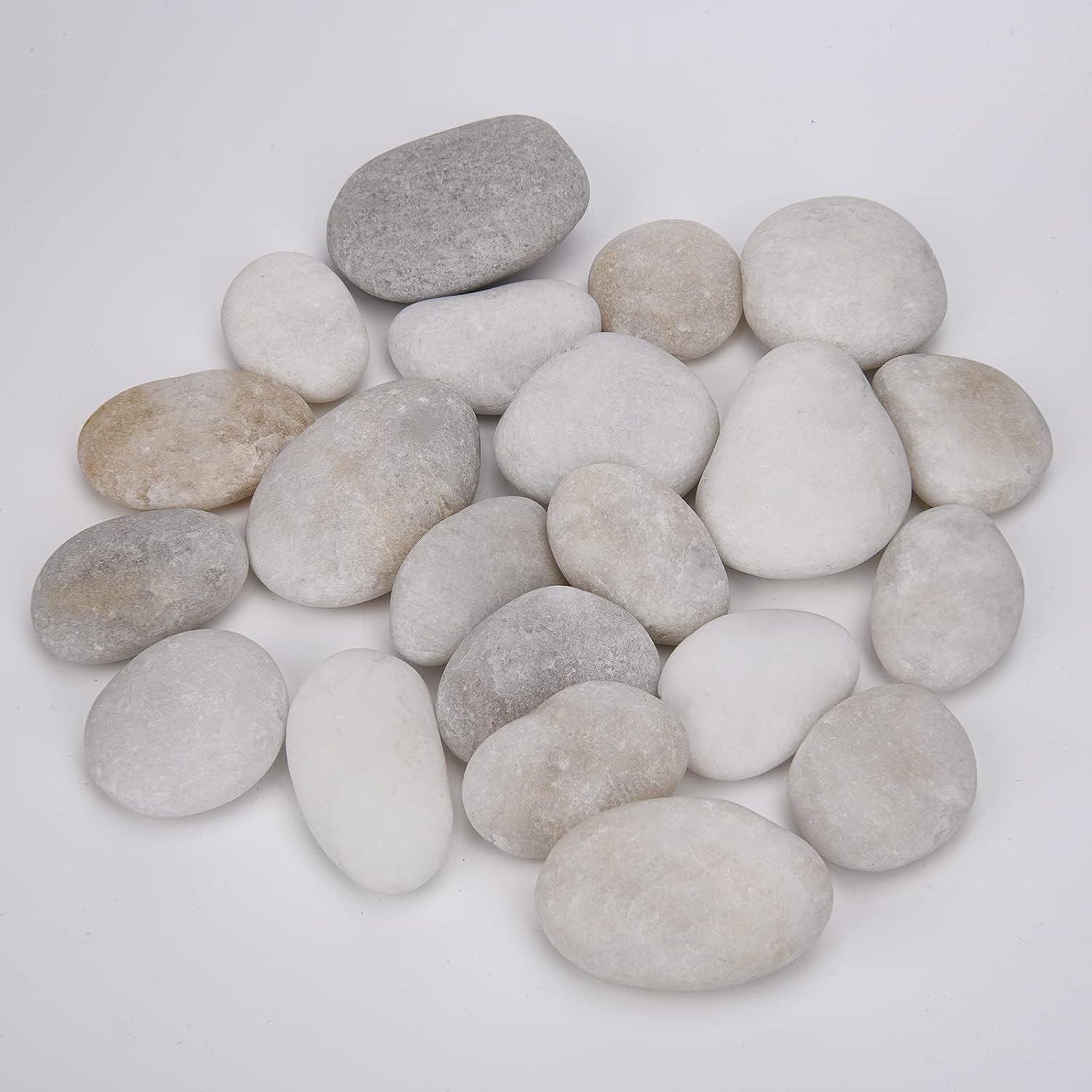 21pcs Small White Painting Pebbles, 1.18-1.97 inch Smooth Pebbles for Painting Mandala and Kindness Rocks for Arts, Crafts, Garden Decoration