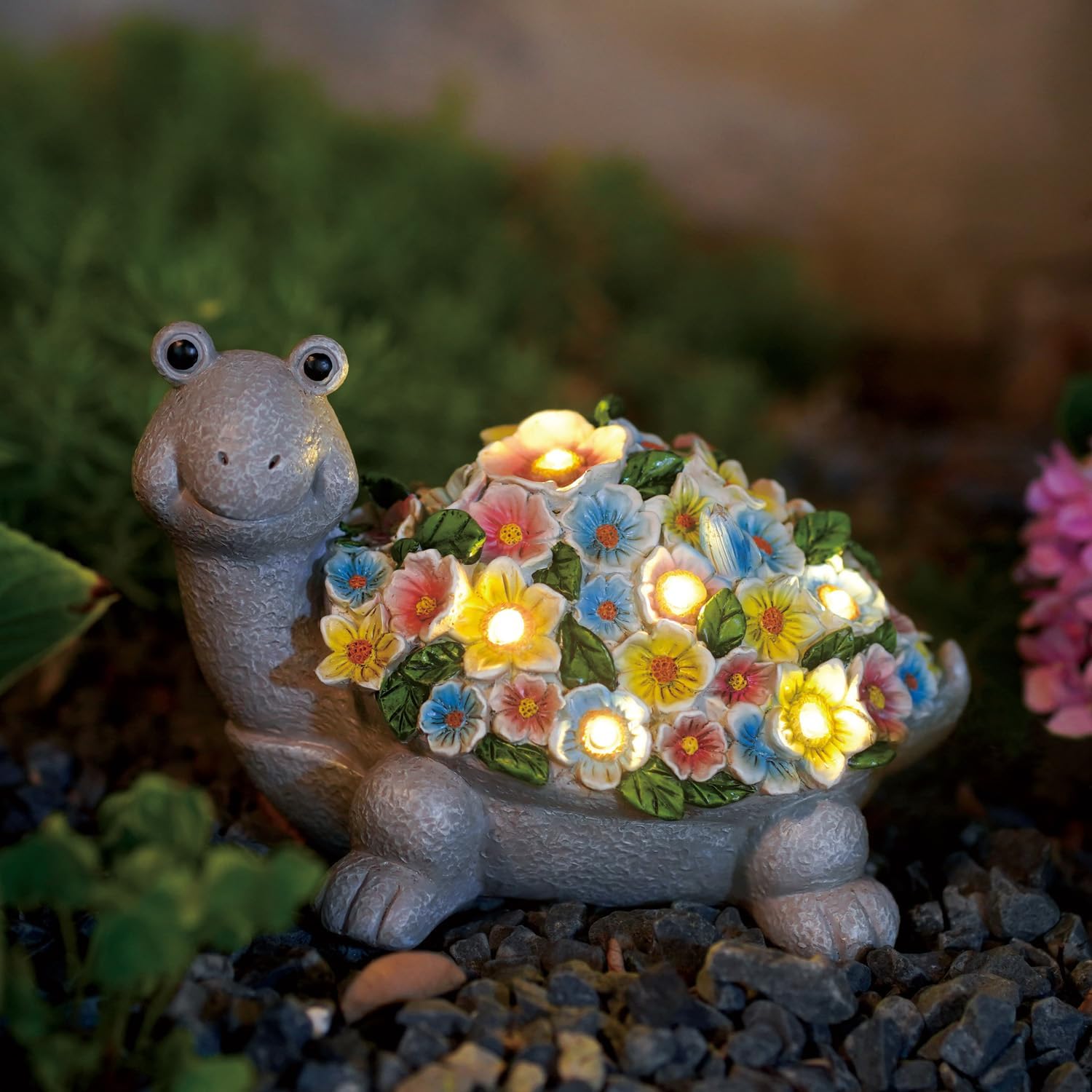 Nacome Solar Turtle Garden Decor with Flowers: Outdoor Clearance Statues Lights for Outside Lawn Ornaments Porch Patio Balcony Yard – Birthday Gifts for Mom Grandma Women