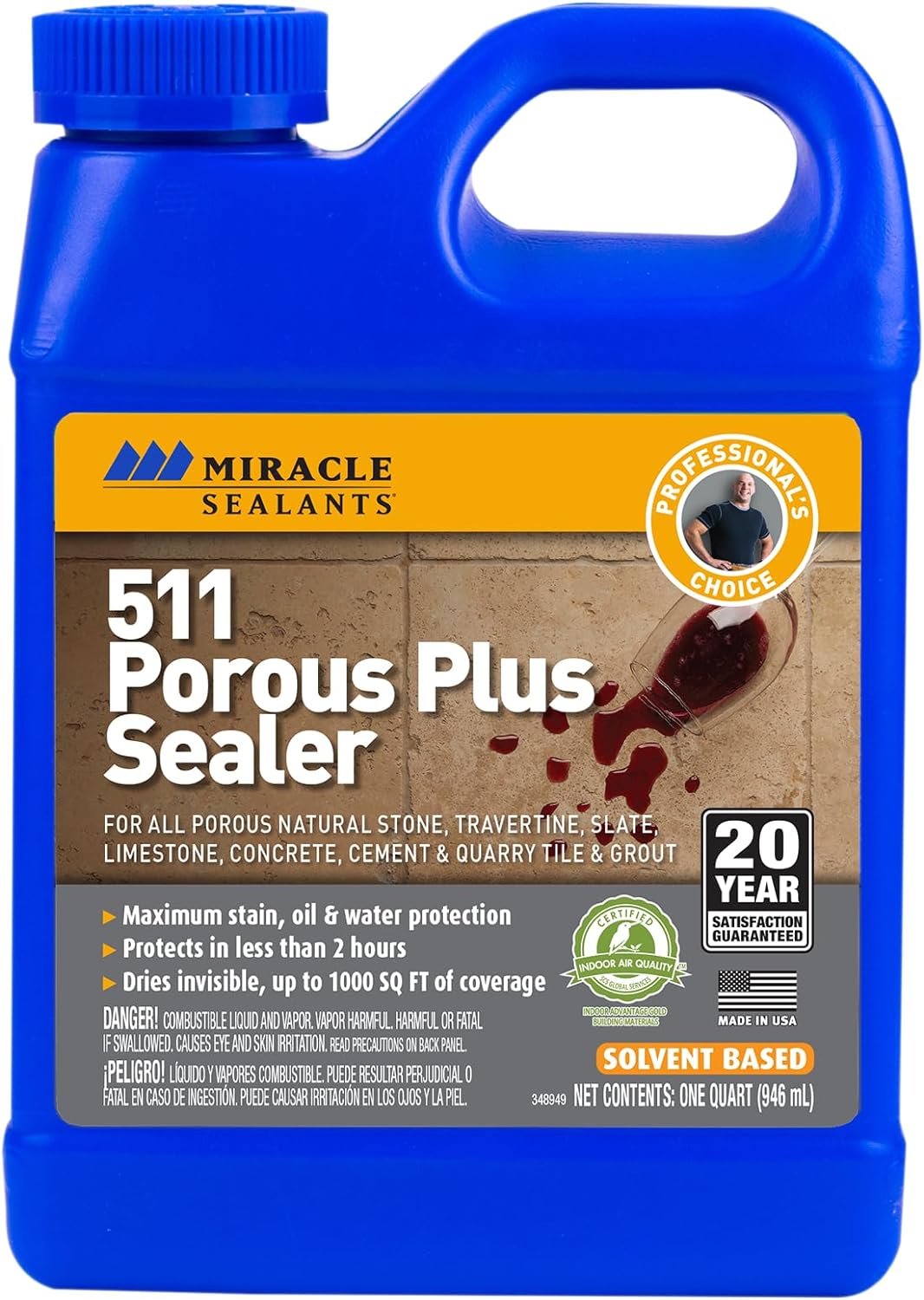 Miracle Sealants 511 Porous Plus Premium Countertop, Stone, and Tile Sealer, Quart