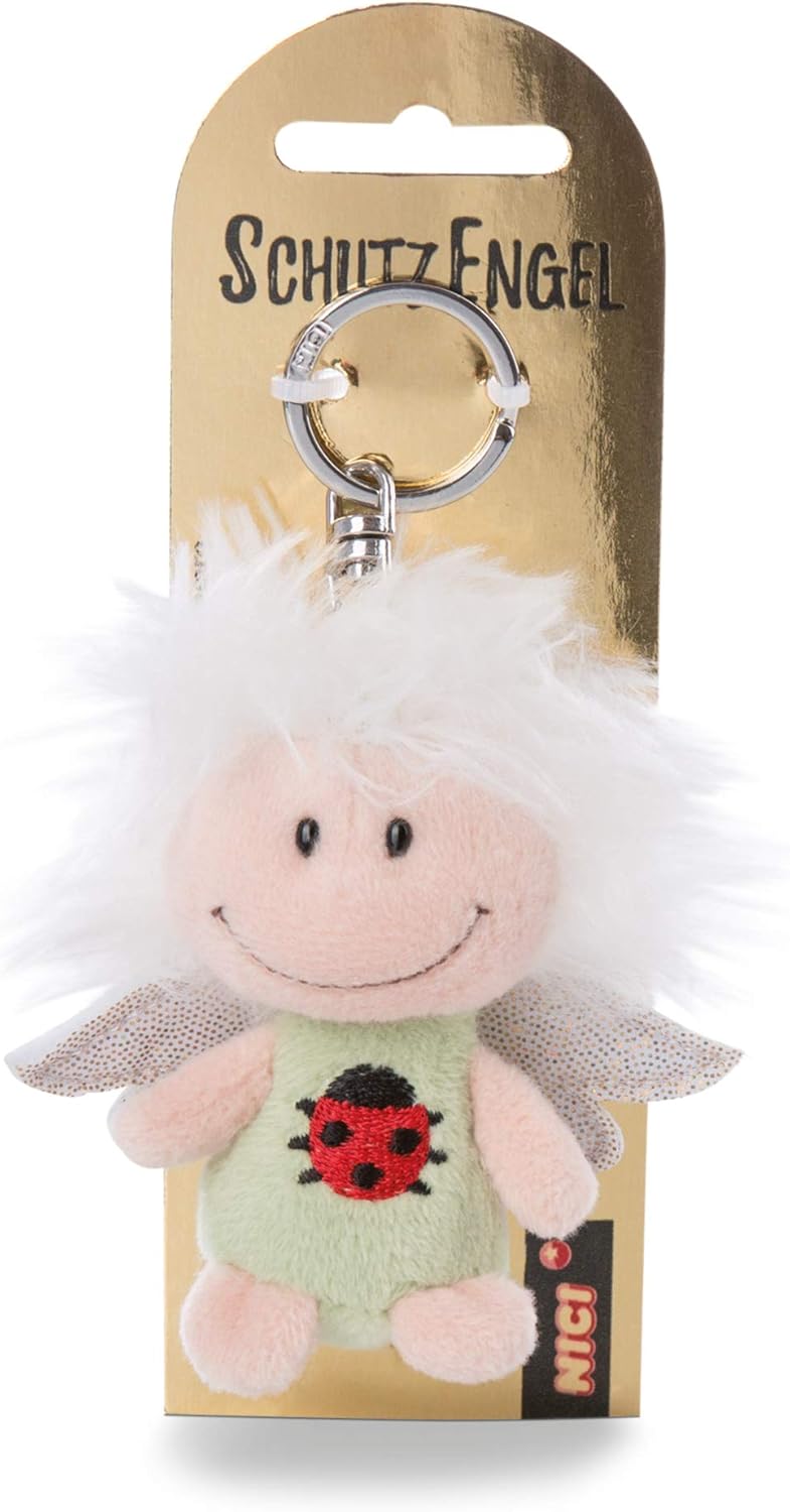 NICI Guardian Angel Keyring with Ladybird and Glitter Wings 7 cm - Lucky Charm Angel I Angel Keyring for Lanyard, Keychain & Key ring- 46122