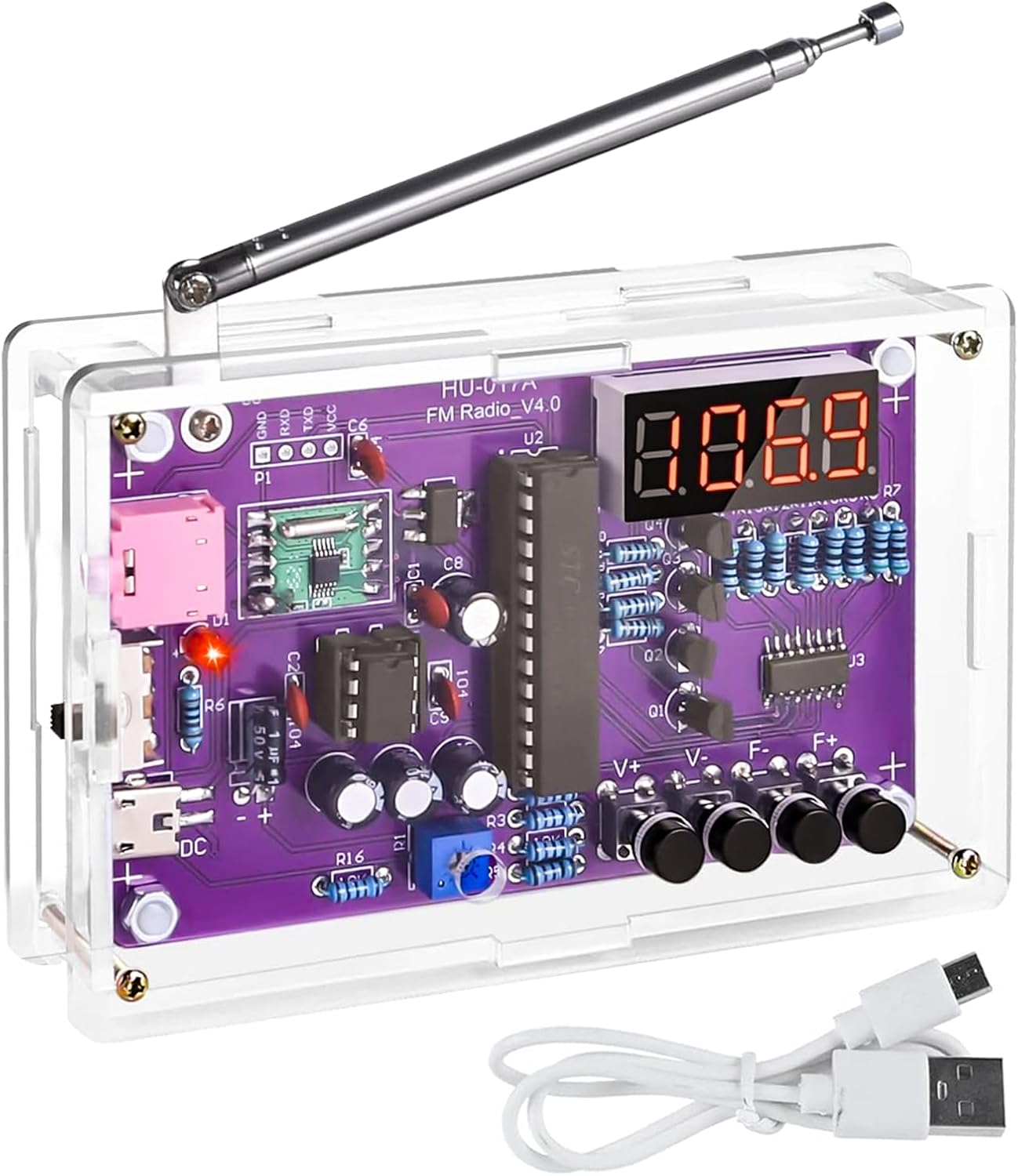 FM Radio Kit, Soldering Practice Kits, DIY Electronic Project Kit FM 87-108MHz with 2 Power Supply Modes, Soldering Learning and Teaching for Beginners, Adults