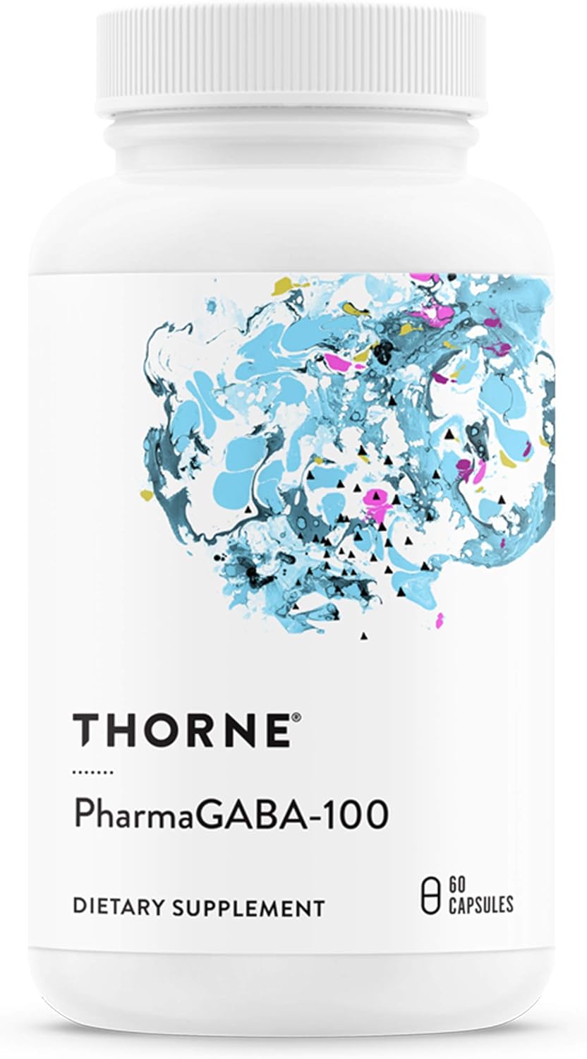 THORNE PharmaGABA-100 - GABA Supplement - 100 mg Natural Source Gamma-Aminobutyric Acid - Support a Calm State of Mind and Restful Sleep - 60 Capsules