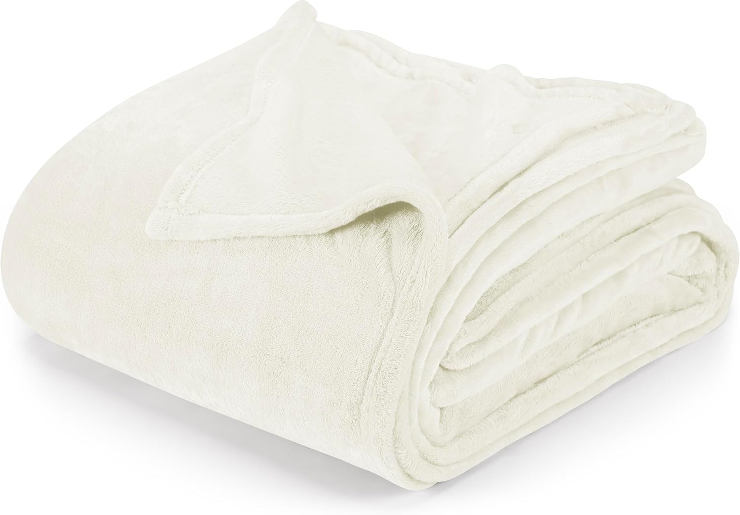 Utopia Bedding Ivory Fleece Blanket Queen Size Lightweight Fuzzy Soft Anti-Static Microfiber Bed Blanket (90x90 Inch)