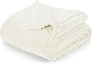 Utopia Bedding Ivory Fleece Blanket Queen Size Lightweight Fuzzy Soft Anti-Static Microfiber Bed Blanket (90x90 Inch)