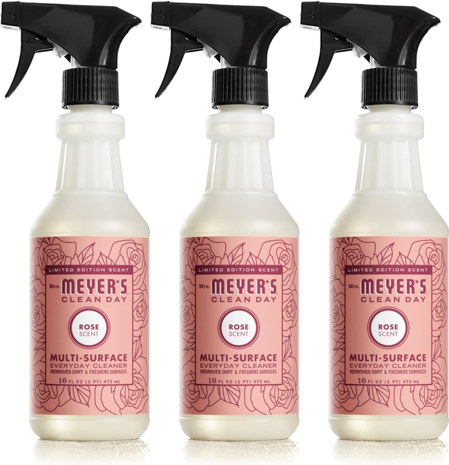 MRS. MEYER'S CLEAN DAY All-Purpose Cleaner Spray, Limited Edition Rose, 16 fl. oz - Pack of 3