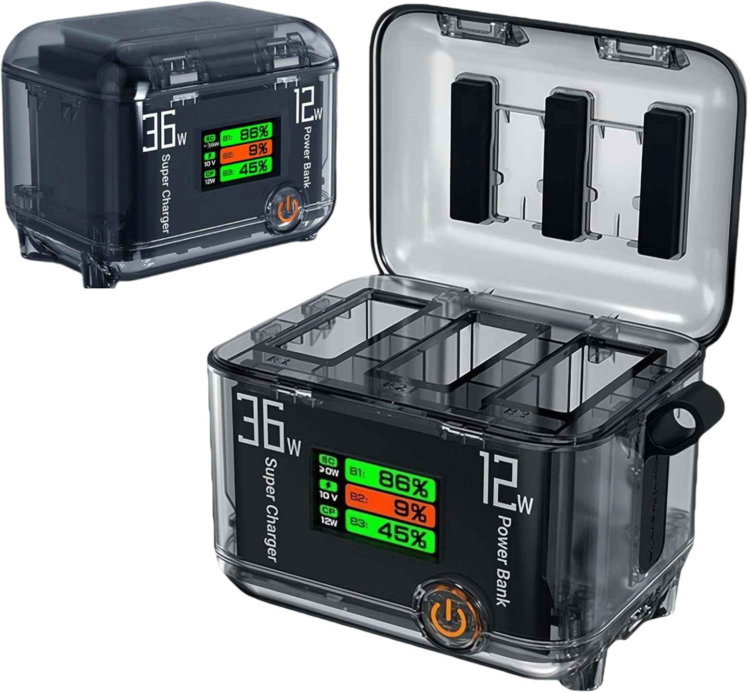 Battery Charger Set for DJI Osmo Action 5 Pro/Action 4/3, Fast Battery Charger 24W OLED Screen Intelligent Charger Triple Slot Fast Charging Hub for DJI Action 5 Pro Accessories, Shows Battery Level