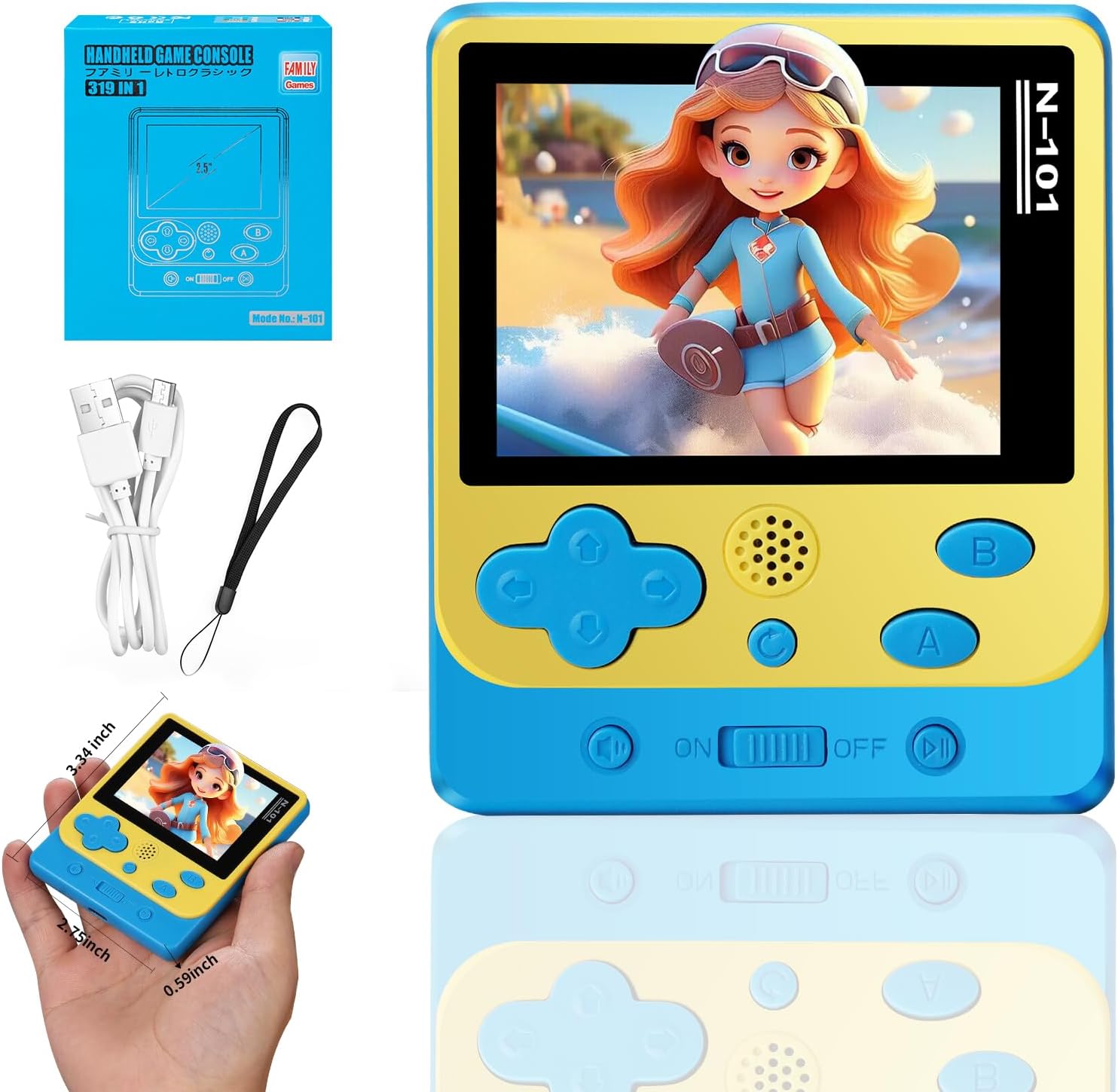 Handheld Game Console for Kids Preloaded 319 Retro Video Games, Portable Gaming Player 2.5" LCD Screen, Mini Arcade Electronic Toy Gifts for Boys Girls, Blue