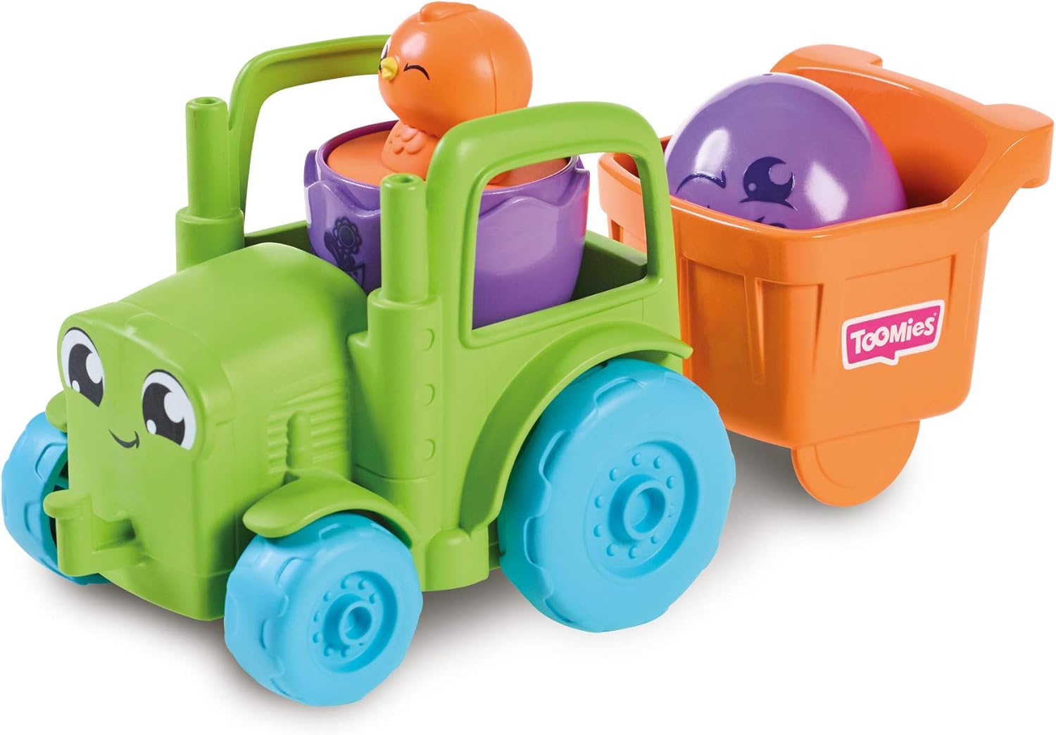 Toomies E73219C Tomy Hide and Squeak 2 in 1 Transforming Tractor, Push-Along Egg Character, Educational Shape Sorter with Colours and Sound, Toy for Baby Boys & Girls Aged 1, 2 & 3 Years Old