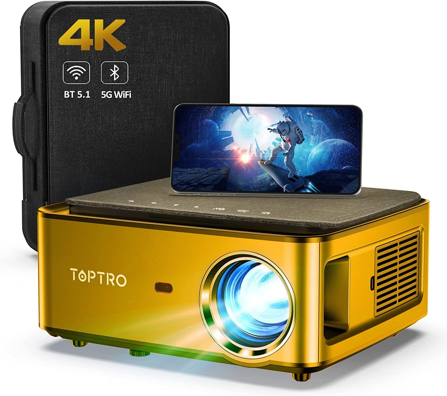 Mini Projector,TOPTRO 2022 Upgraded Projector With WiFi And Bluetooth,9500L Portable Projector,1080P Full HD Supported,Home Theater Movie Projector Compatible With iOS/Android/TV Stick/USB/PS5