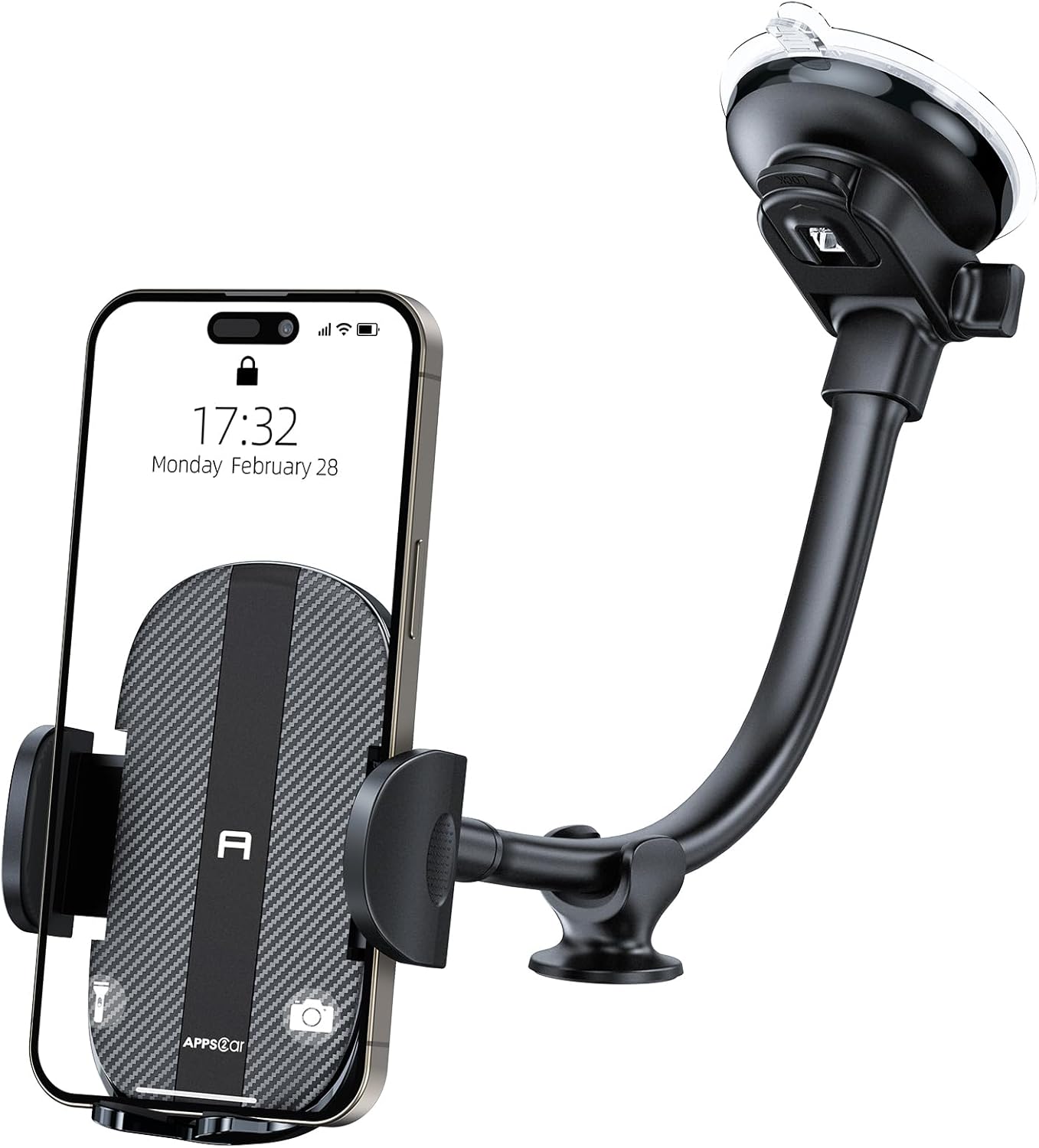 APPS2Car Car Phone Holder - Windshield Mount, Strong Suction, Compatible for 4.7-6.8" iPhone 14/13/12 Pro Max, Samsung S22+