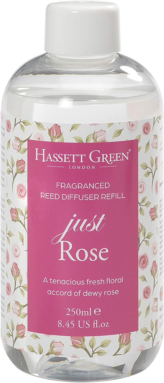 Hassett Green London - Just Rose - Fragrance Oil Reed Diffuser Refill - Larger Size 250ml Bottle
