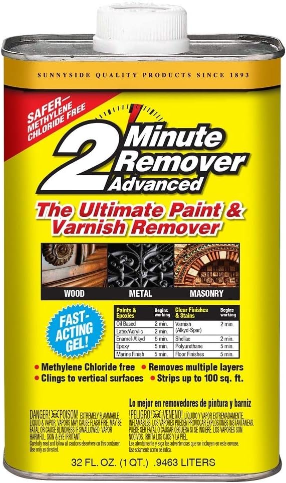 Sunnyside 63432 2-Minute Remover Advanced Paint & Varnish Remover Gel, Quart