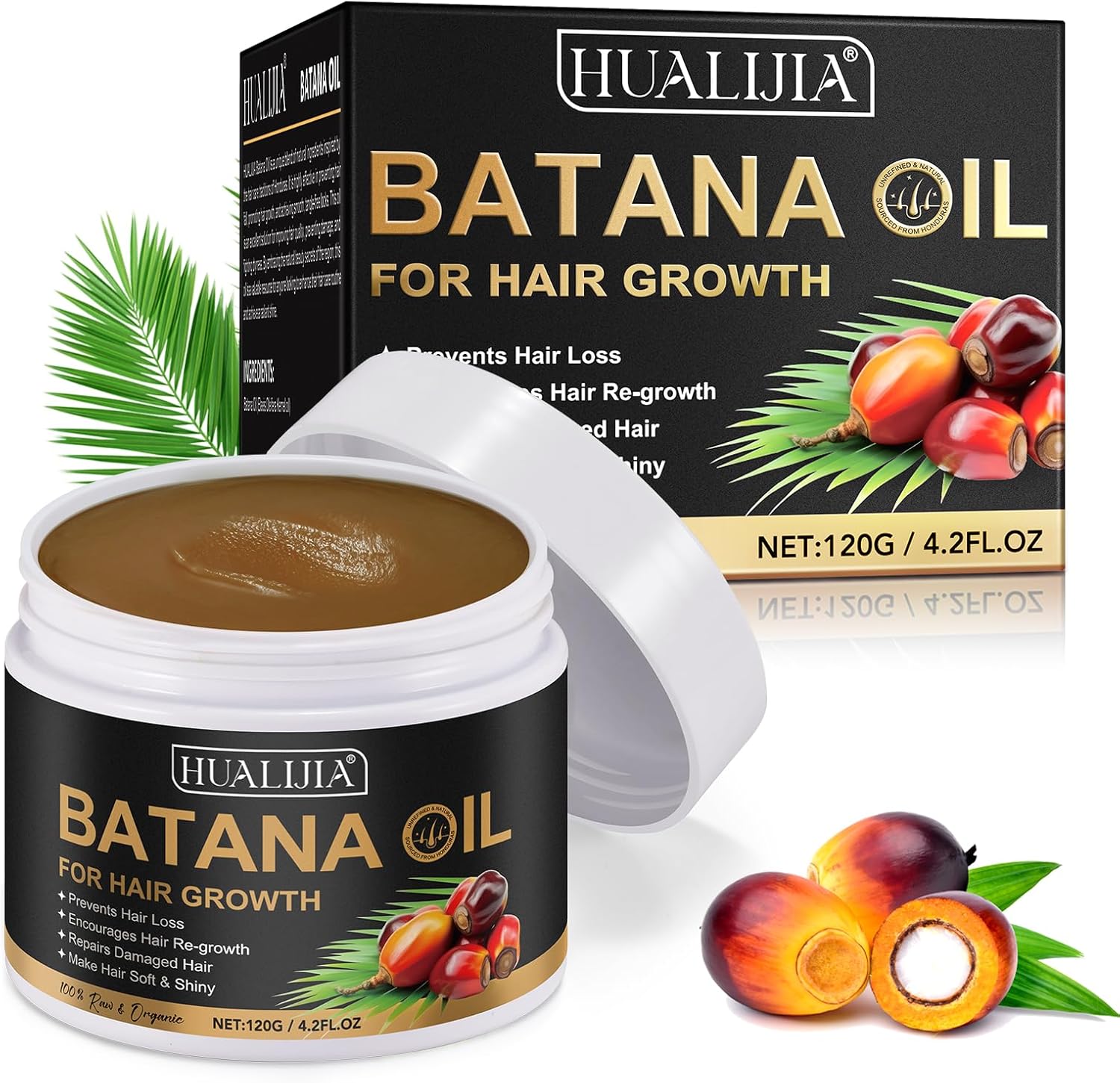 Raw Batana Oil for Hair Growth – Pure, Unrefined & Organic – Dr. Sebi Scalp & Hair Oil – Stops Hair Loss, Promotes Thicker, Fuller Hair – For Women & Men (120g/4.2 fl oz)