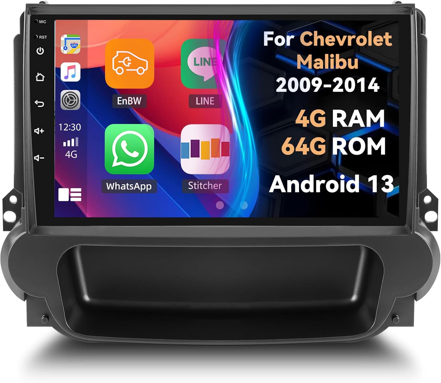 [4G+64G] Car Radio for Chevrolet Malibu 2009-2014 with Wireless CarPlay Android Auto,9" Touchscreen Android 15 Car Stereo with Mirror Link Voice Control WiFi/GPS,Bluetooth,FM/RDS SWC+Backup Camera