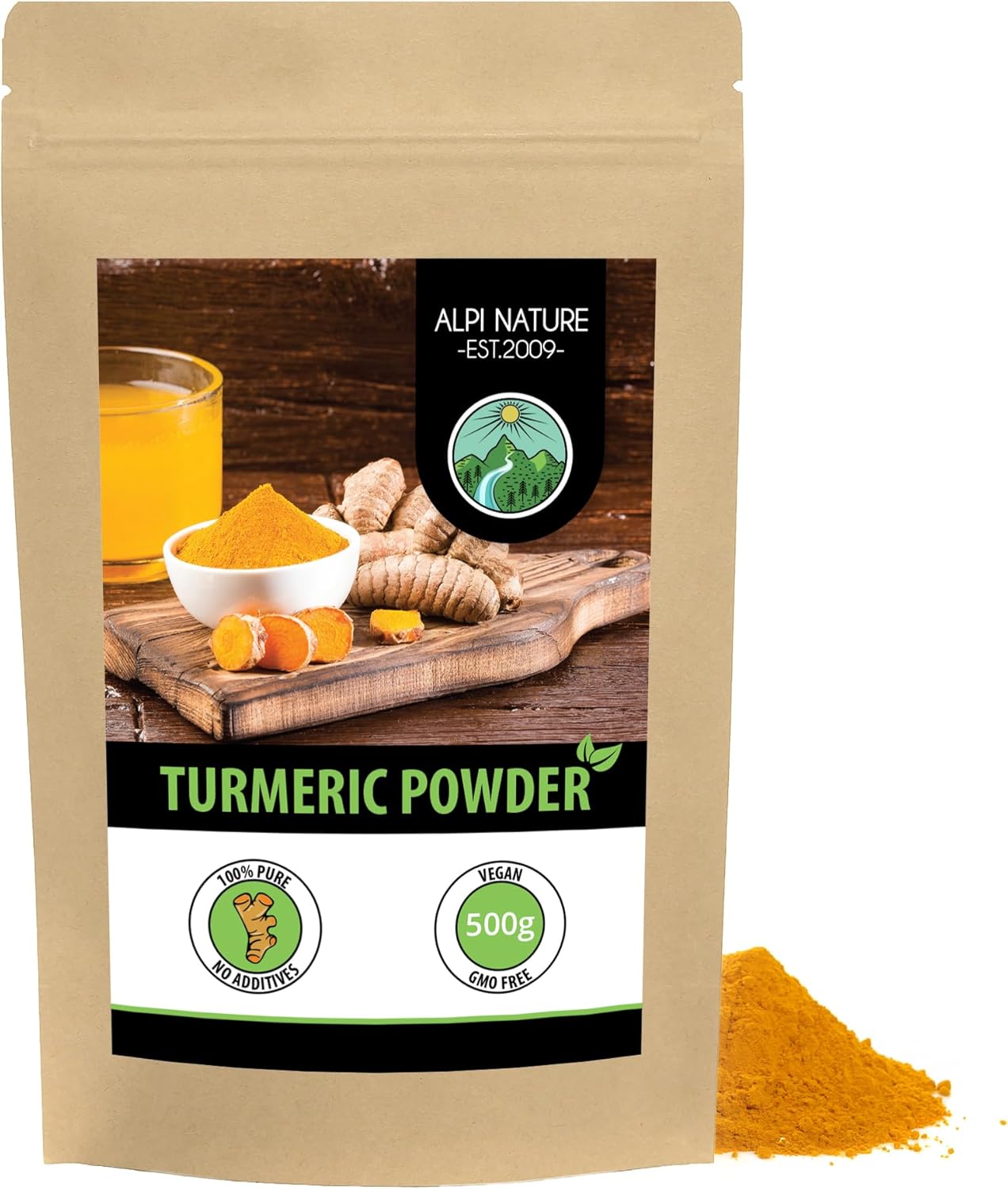 Alpi Nature Turmeric Powder 500g 1.1 lb, Ground Turmeric Root Powder for Cooking and Golden Milk