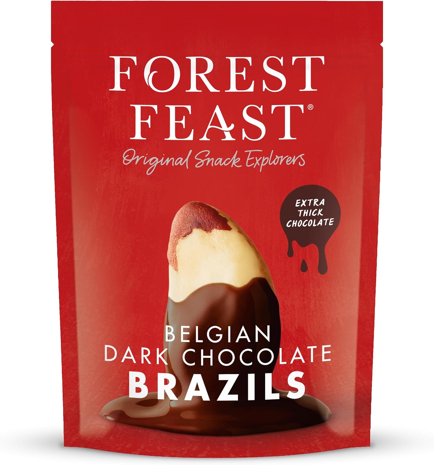 FOREST FEAST Belgian Dark Chocolate Brazil Nuts 1kg | Natural Gluten Free Snack Coated in Dark Chocolate, High Protein, Chocolate Covered Brazil Nuts, Whole Brazil Nuts