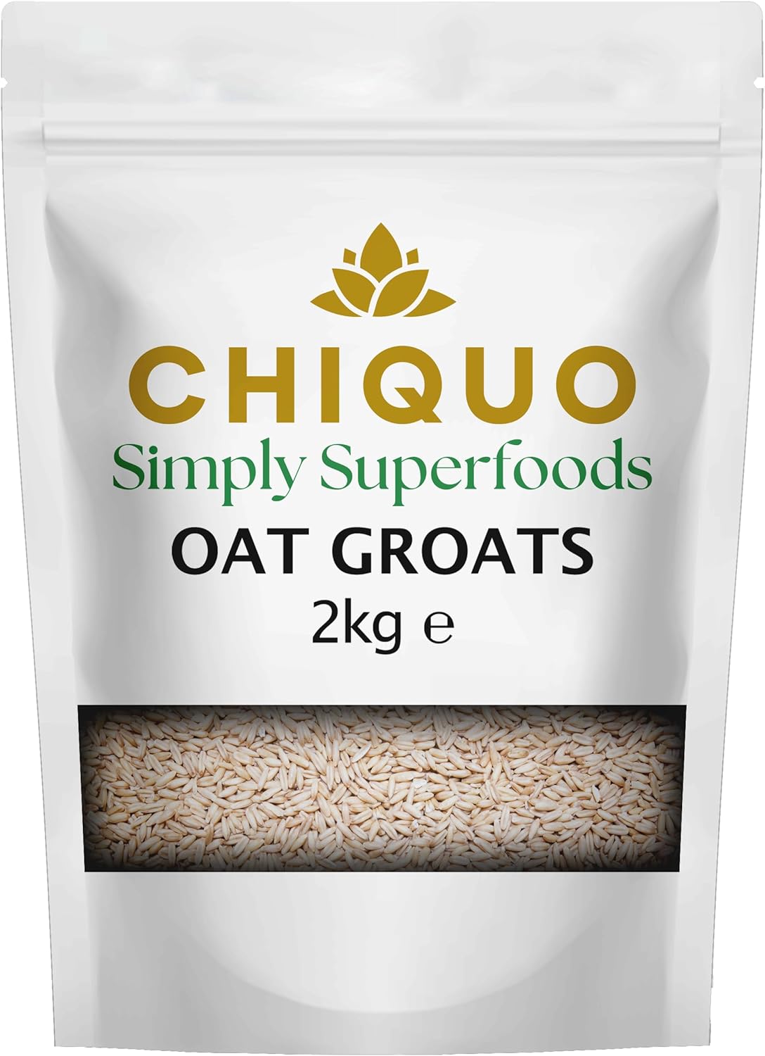 Chiquo Oat Groats 2kg - 100% Wholegrain Stabilised Hulled Oats | No Additives & Preservatives | Vegan & Vegetarian Friendly | High in Fibre & Protein | GMO Free | Ideal for Cooking, Soaking, Milling