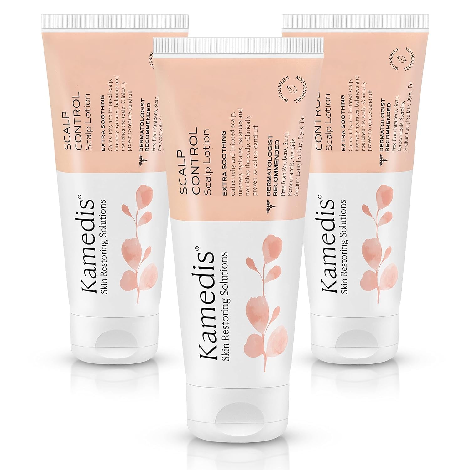 KAMEDIS Moisturizer Leave-On Botanical Scalp Lotion. For Dandruff, Dry, Itchy, Flaky and Sensitive Scalp Skin. Over-Night Head Mask, Parabens Free. 3.38 Fl Oz. (Scalp Lotion (3pk))