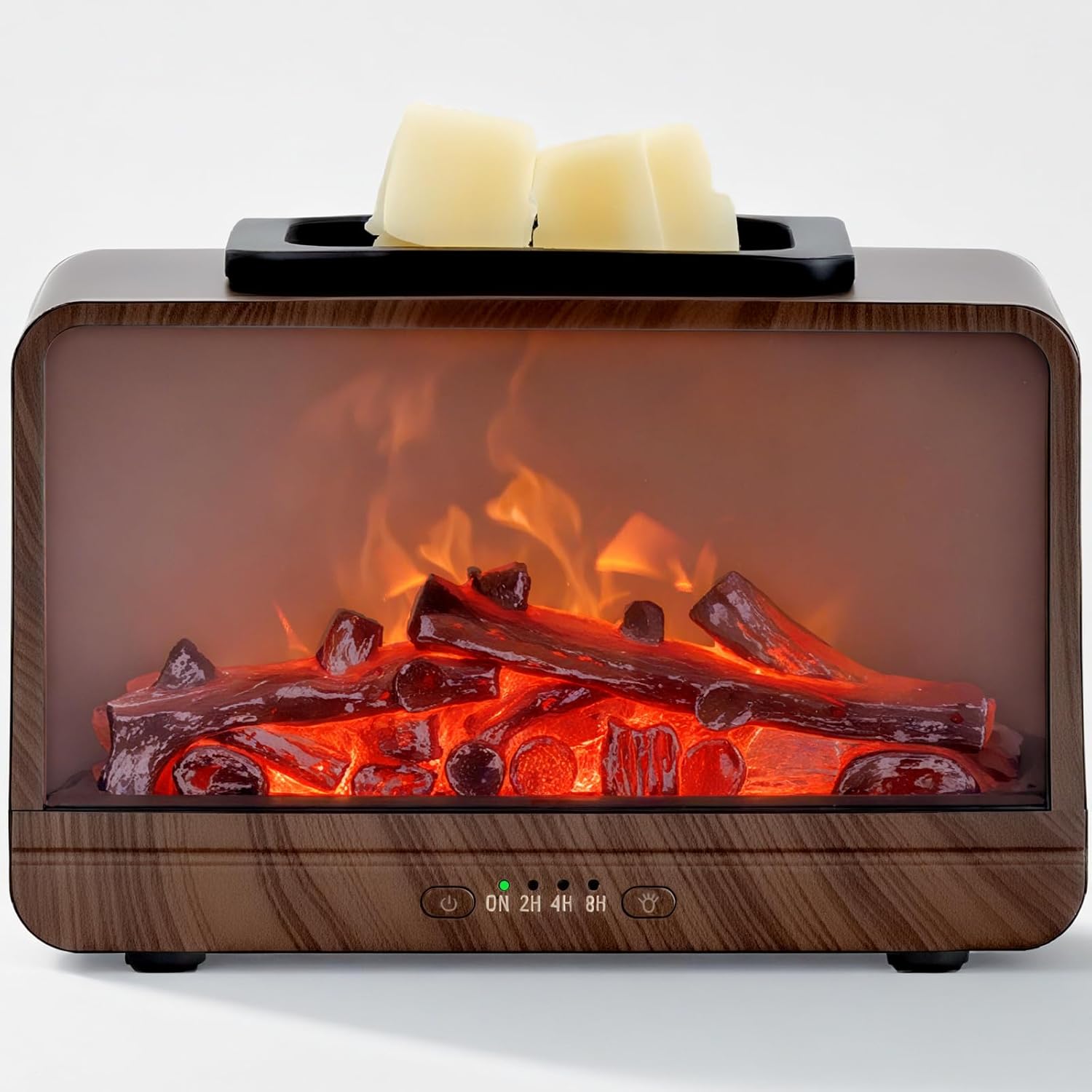 Dynamics Flame Fireplace Electric Wax Burner Warmer Wax Warmer PTC Heating Plate Monochromatic Fragrance for Home Office Gifts & Decor(Wood Grain)