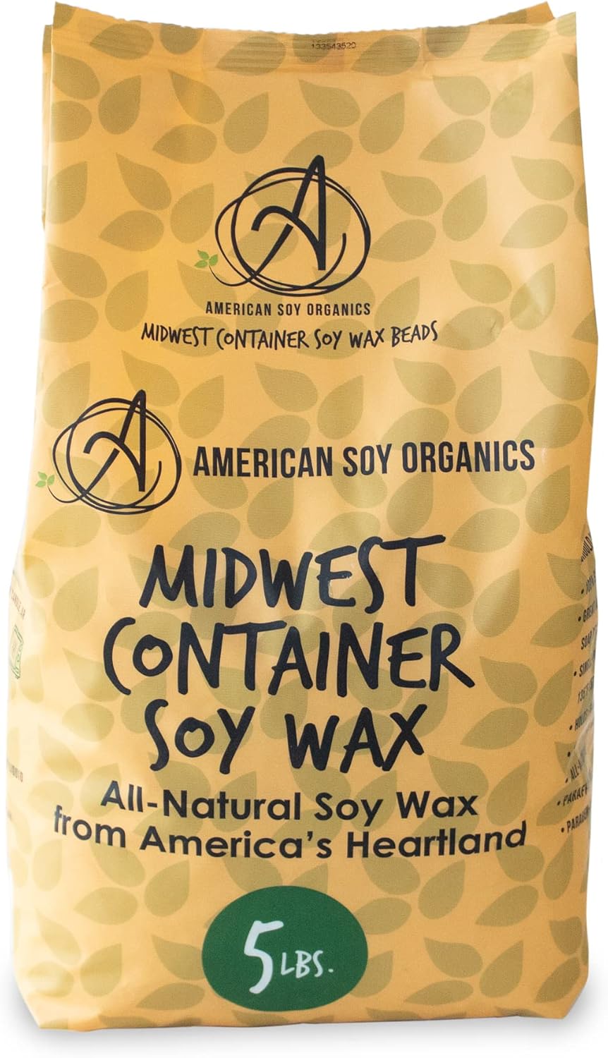 100% Midwest Soy Wax Beads for Candle Making - Natural Candle Making Supplies - Paraffin-Free, Beeswax-Free Candle Wax for Container Candles, Tealights and Wax Melts, 5 lbs