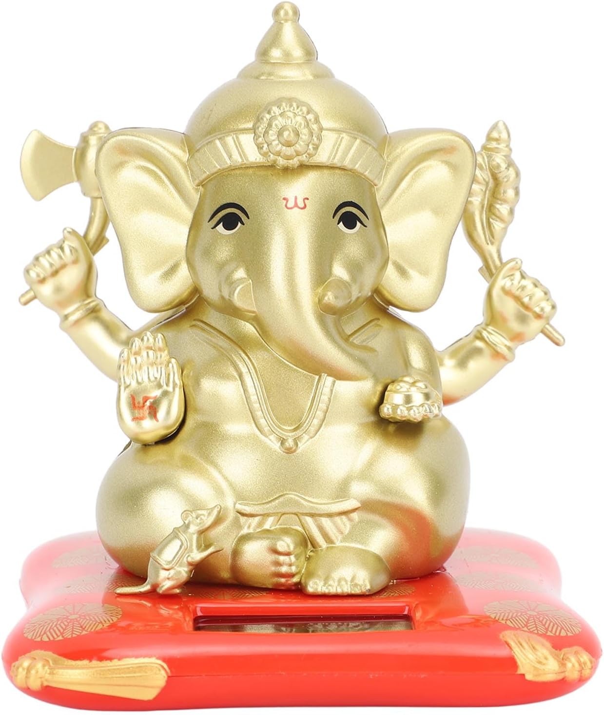 Car Solar Bobble Head Dancing Toy Decor Indian Elephant God Decoration Gold Gift Statue Play Toy for Tabletop Family Festival, Electric Fence Chargers