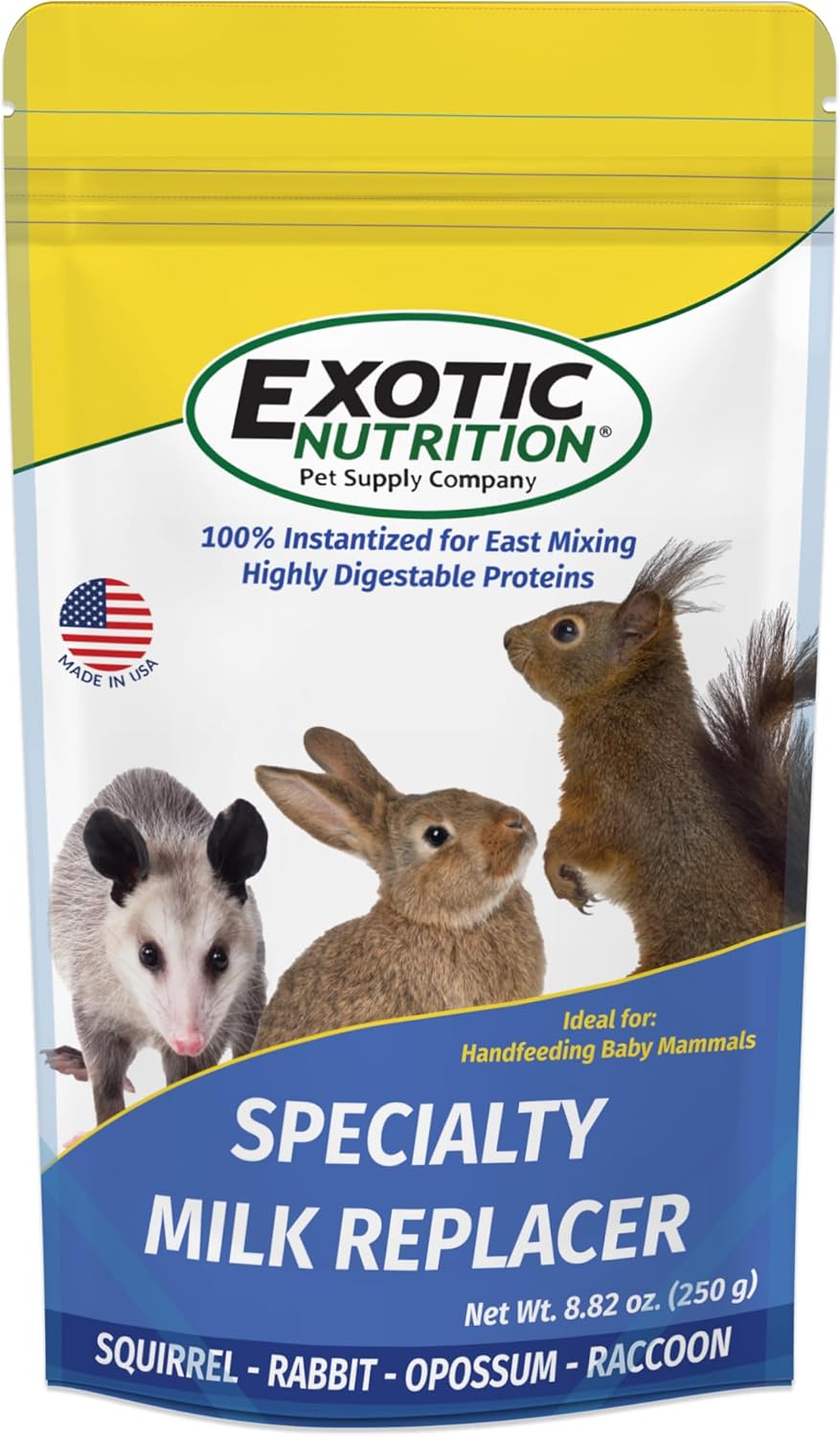 Milk Replacer - Healthy Powdered Formula Ideal for Baby Squirrels, Rabbits, Opossums, Raccoons | 100% Instantized for Mixing Digestible Proteins | 8.8oz (Specialty Milk Replacer 8.8 oz.)