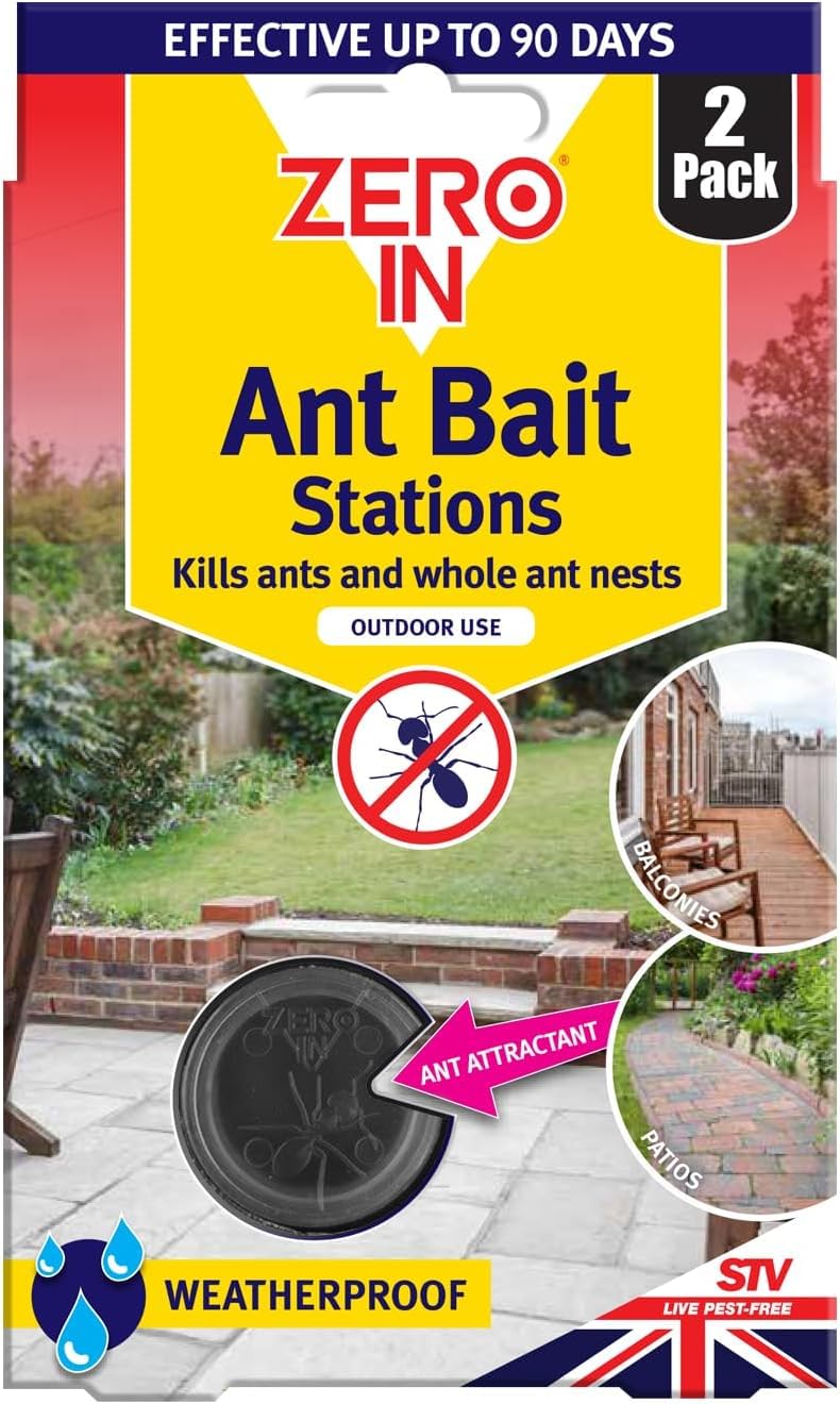 UKDD® Zero IN All-Weather Outdoor AntBait Stations - Gel Ant Bait Station Twinpack – Safely Enclosed, Kills Ant Nests, Ready-to-Use, Weather-Resistant