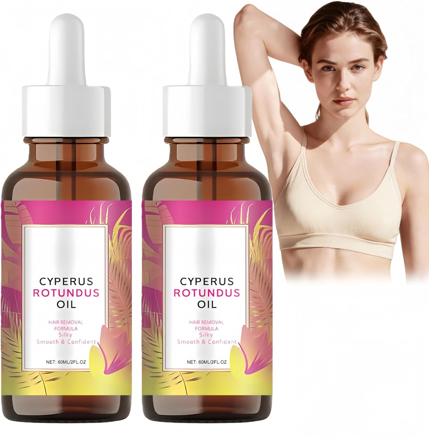 2PCS Cyperus Rotundus Oil for Hair Removal & Ingrown Hair Treatment,Shaving Oil & After Shave Serum for Women,Skin Smoothing Solution to Prevent Ingrown Hairs and Reduce Hairs Growth