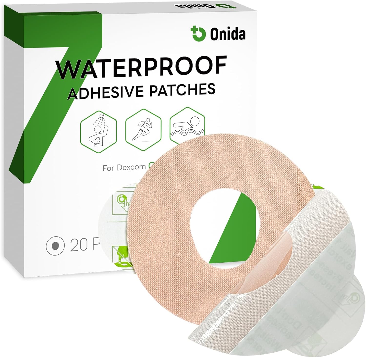 Onida Dexcom G7 Adhesive Patches 20PCS Over Patches for Dexcom G7 & Stelo CGM,Pre-Cut Adhesive Overpatches Waterproof, Continuous Glucose Monitor Sensor Cover