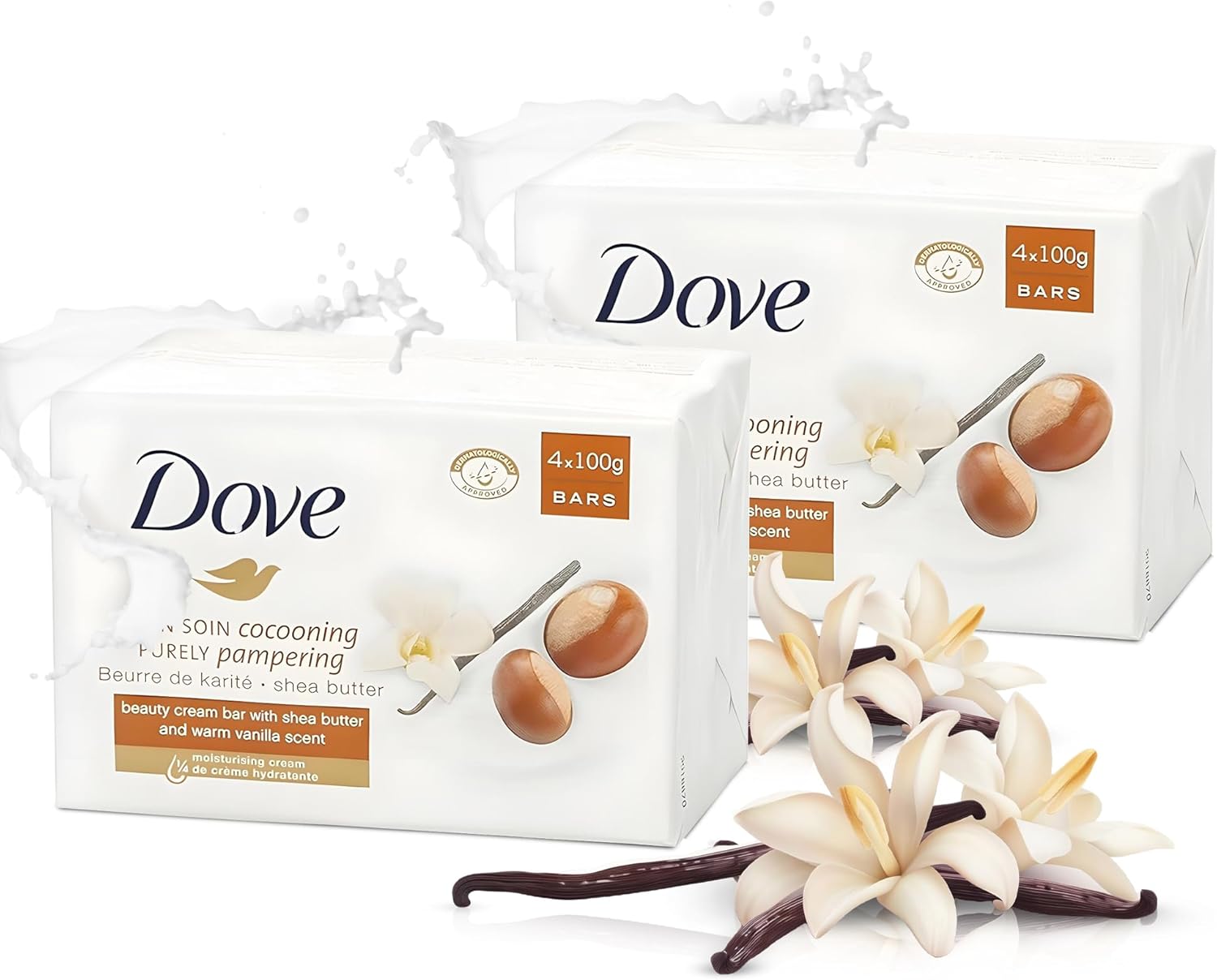 8x Dove Pampering Bar 90G Ideal For, bath soap, dove shea butter, dove vanilla, dove soap, dove soap bar, bars of soap, dove soap bar multipack, dove bar soap, bar of soap