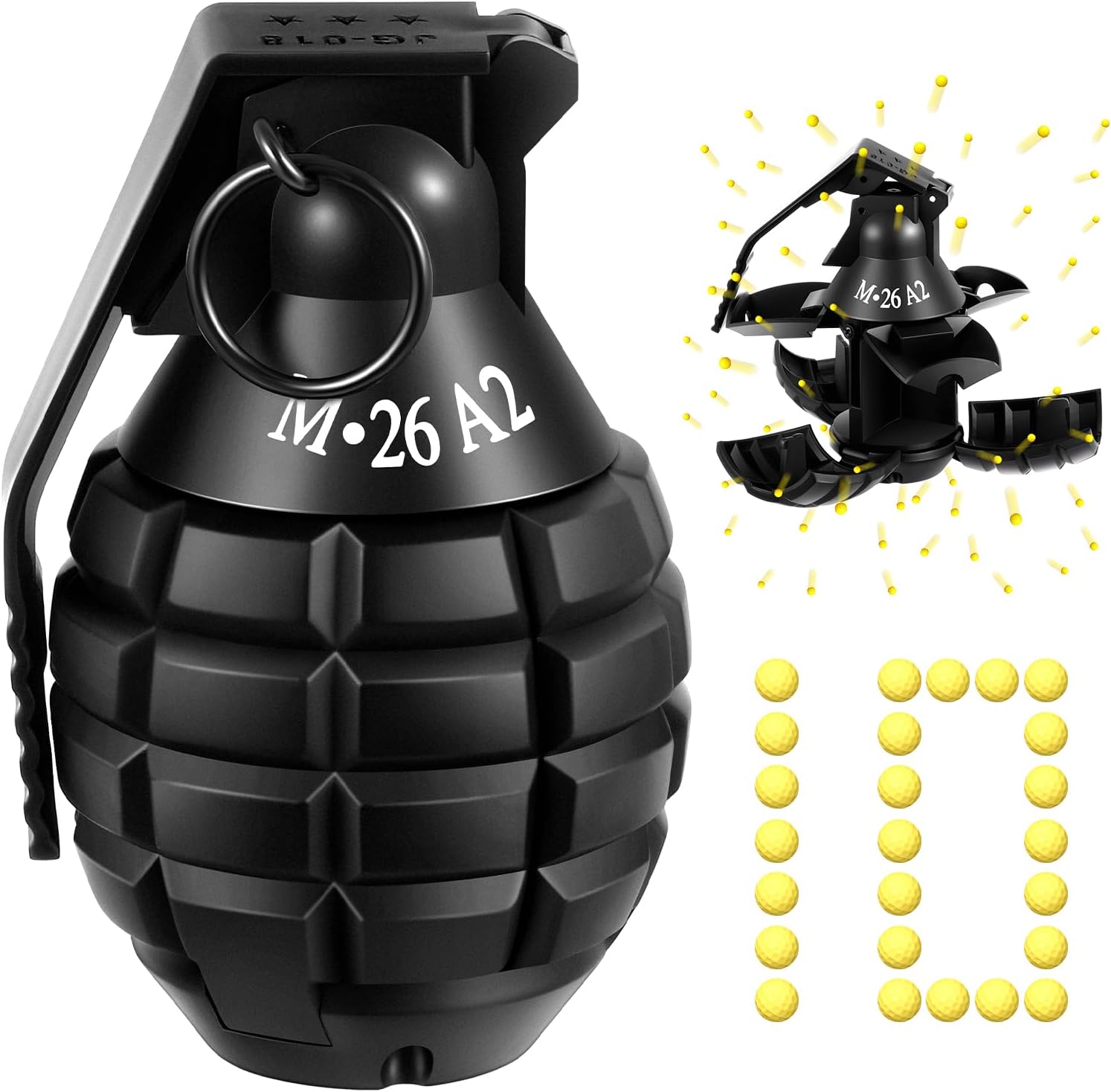 Sratte 1 Pcs Toy Hand Grenade for Game with Foam Ammo Model, Black