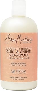 SheaMoisture Curl and Shine Coconut Shampoo Coconut and Hibiscus for Curly Hair Paraben Free Shampoo 13 oz