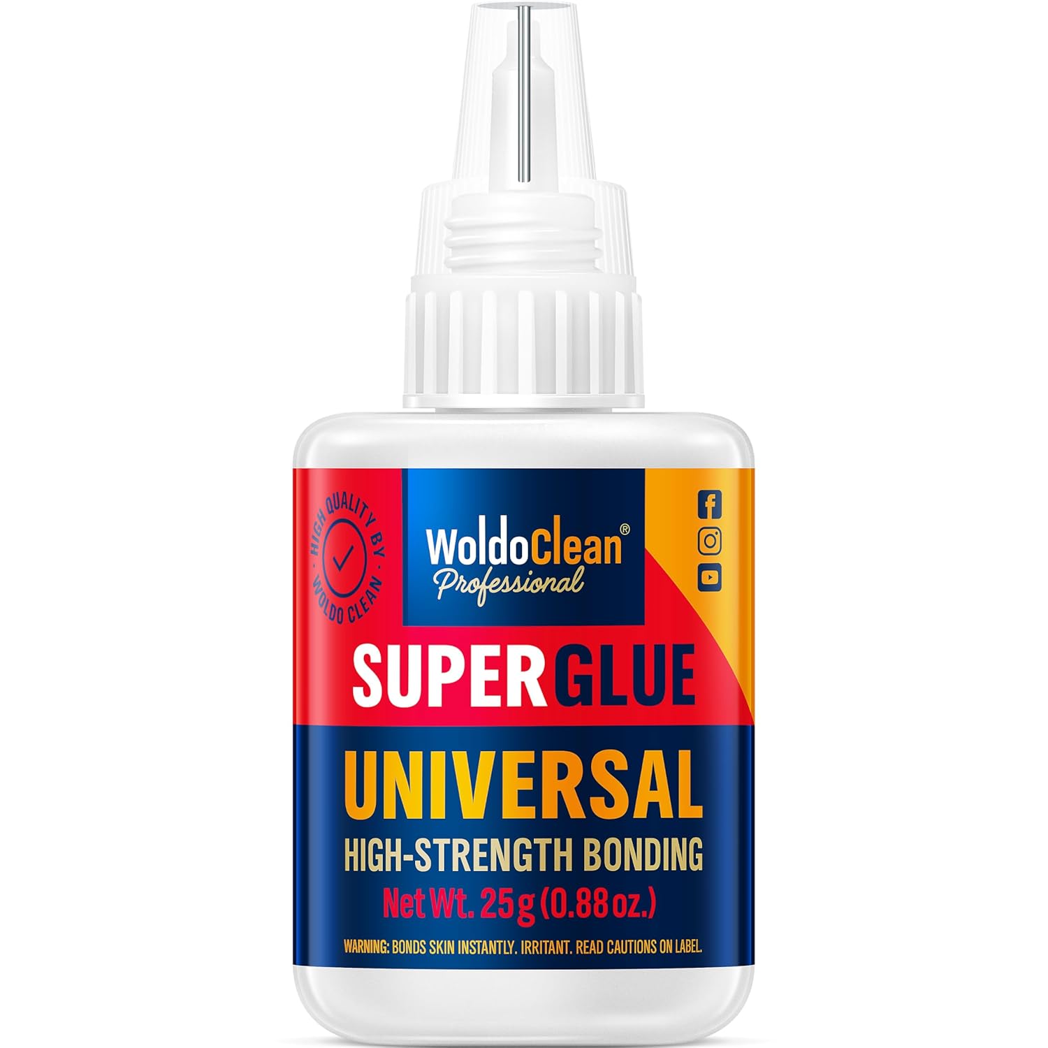WoldoClean Super Glue All-Purpose Liquid 25g - Fast Drying Clear CA Adhesive for Metal, Plastic, Wood, Ceramic, Glass & DIY Repairs