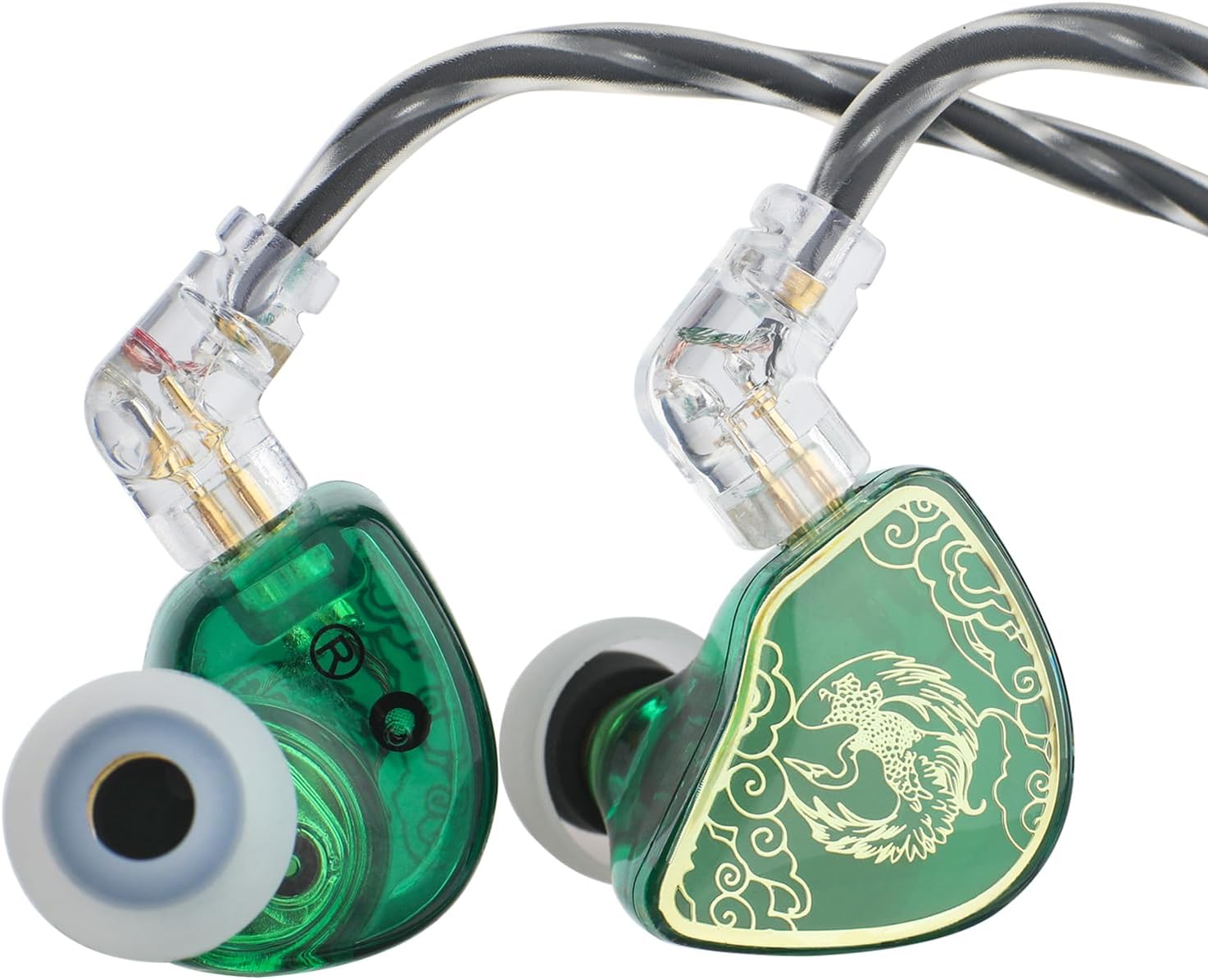 Linsoul TANGZU Wan’er S.G HiFi 10mm Dynamic Driver PET Diaphragm in-Ear Earphone with Ergonomic Shape, Detachable Recessed 2Pin OFC Braided Cable for Audiophile Musician DJ Stage(Green, with Mic)